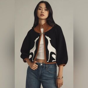 Anthropologie Maeve Dog Motif Cape Cardigan Sweater - NWT